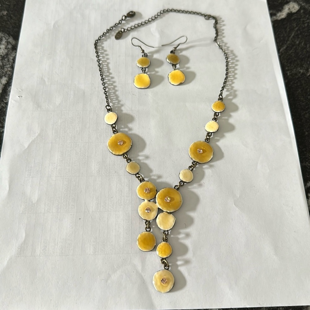 Enamel Necklace and Earrings